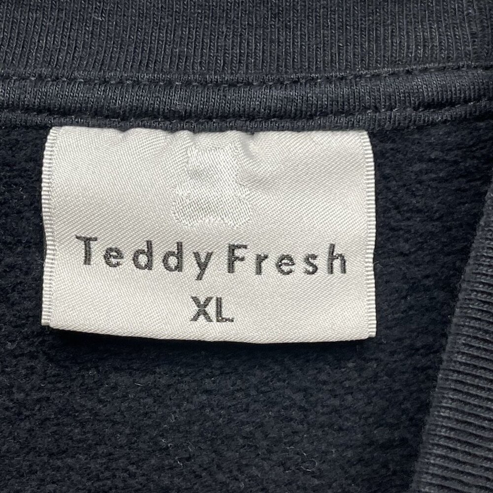 Teddy Fresh Black Crewneck Sweatshirt With Embroidered Patchwork Bear Design XL - Picture 3 of 8